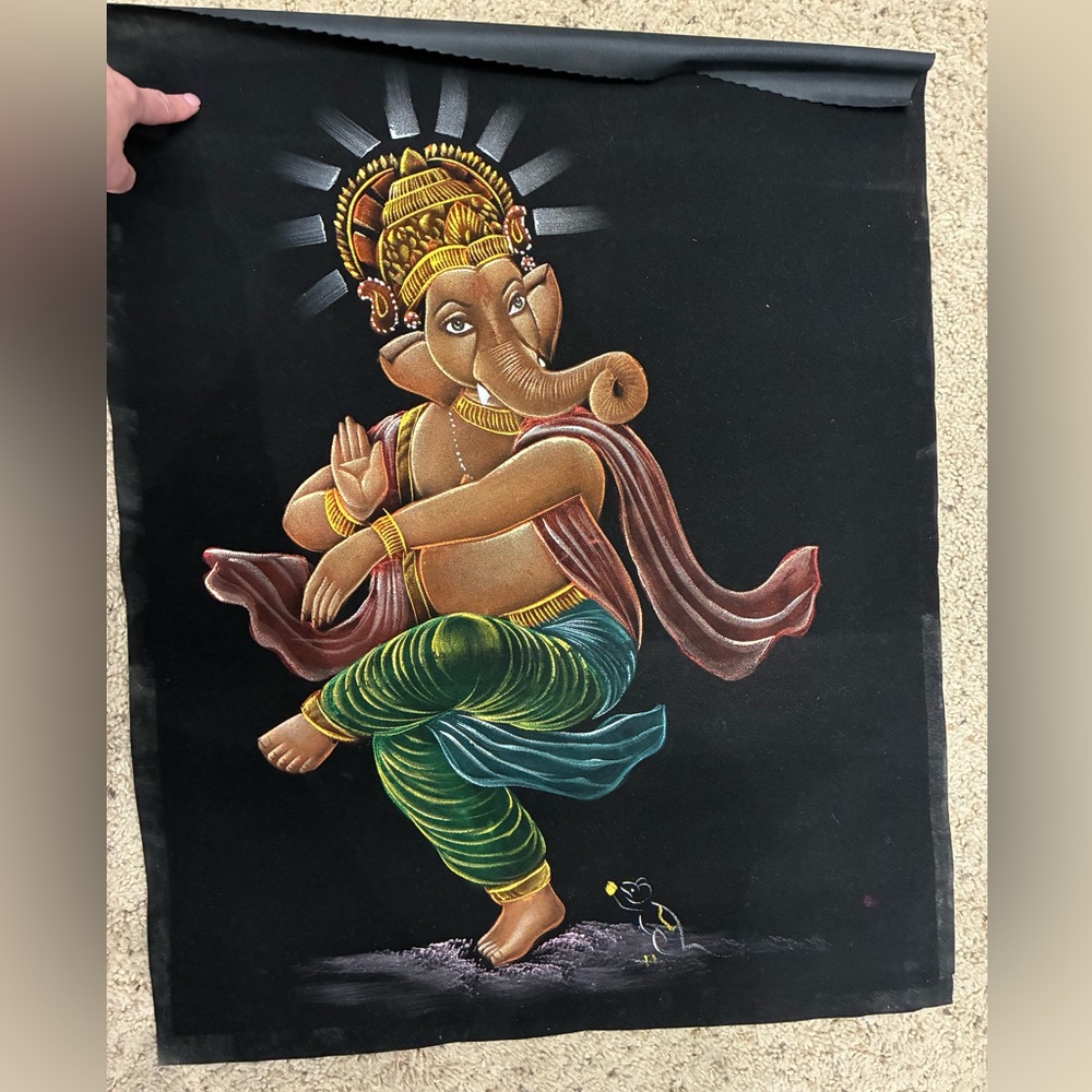 Elegant Handpainted Ganesha Wall Art on felt